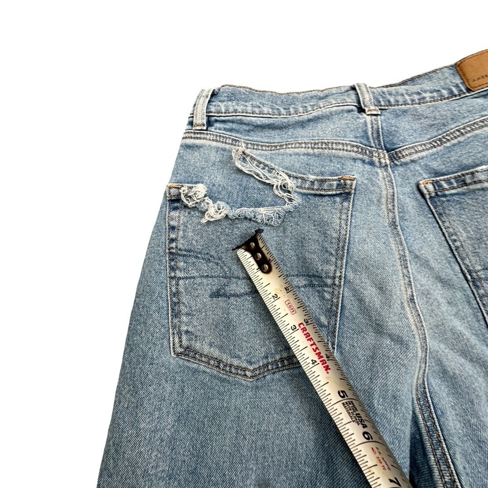 American Eagle Jeans Womens 6 Blue Highest Rise Baggy Straight Ripped Distressed - Picture 9 of 15